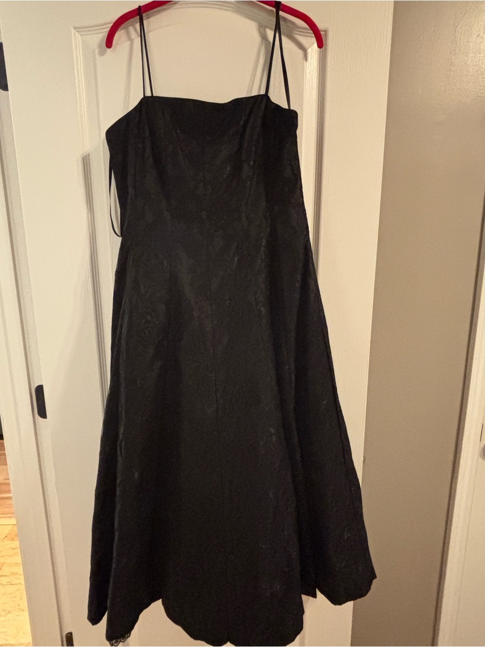 Alex Evenings Black Strapless A-Line Dress with Spaghetti Straps Worn Once